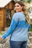 Picture of CURVY GIRL SKY BLUE KNIT PATCHWORK DROP SHOULDER TOP